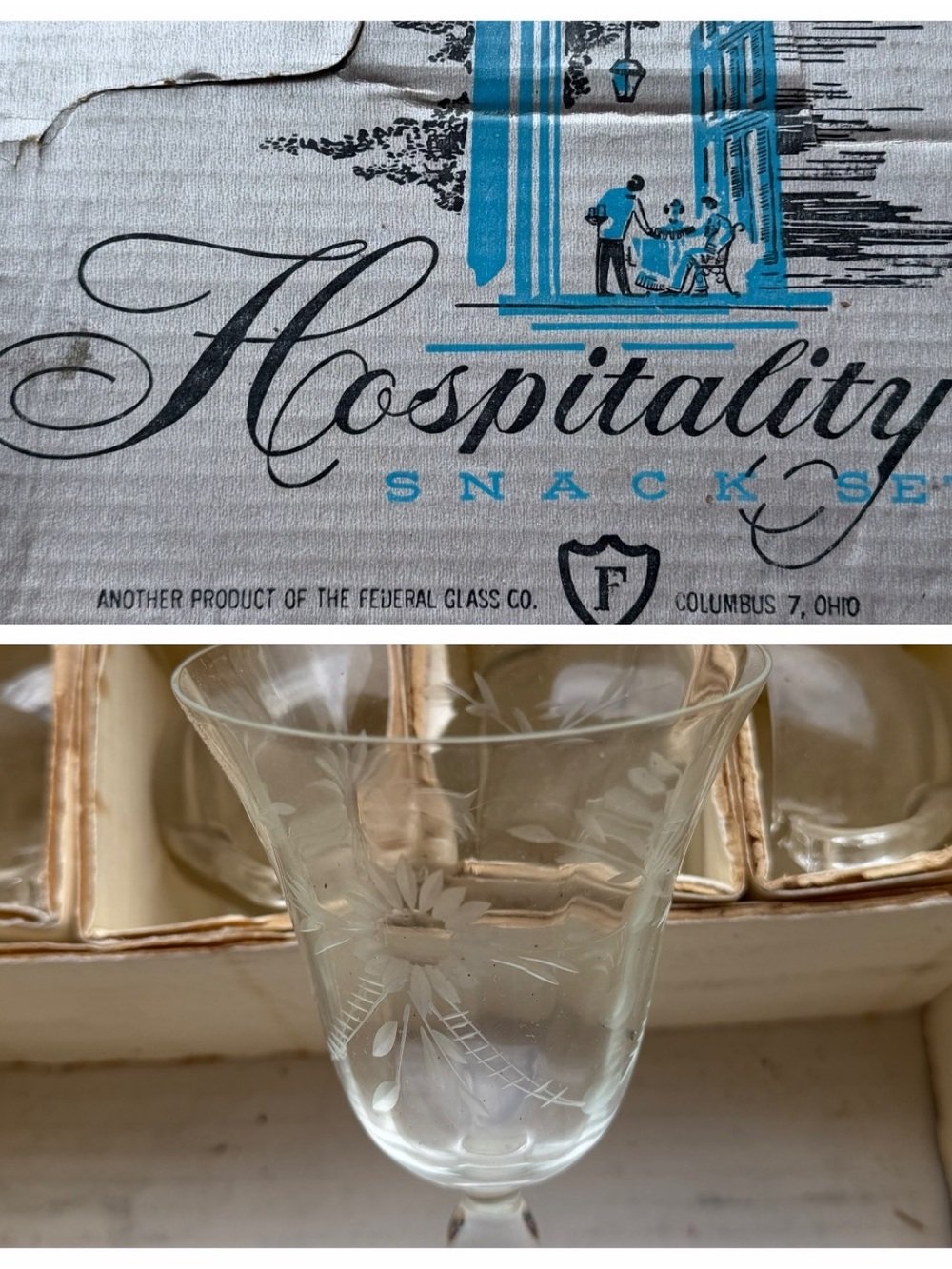 1950s Vintage Hospitality Snack Set by the Federal Glass Company